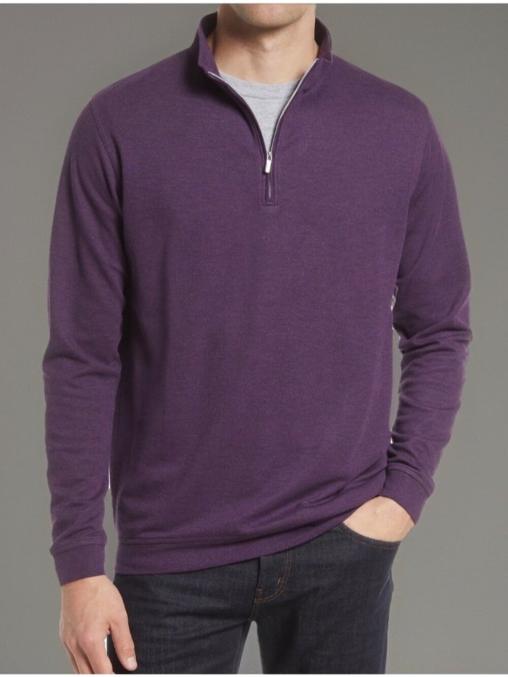 Peter Millar Crown Comfort Midnight Purple Quarter Zip Sweater sz XL